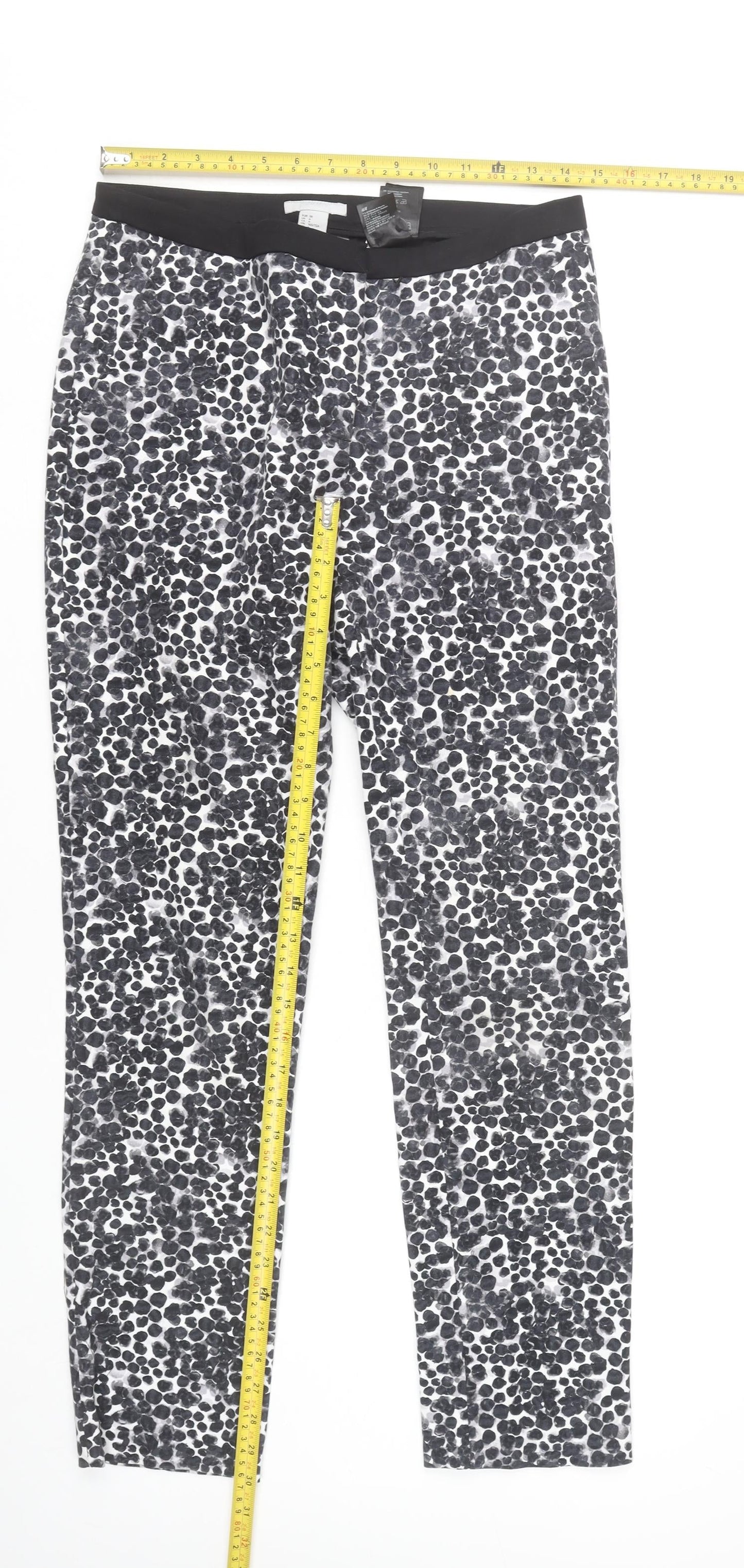 H&M Womens Black Animal Print Leggings Size 10 Slim Fit