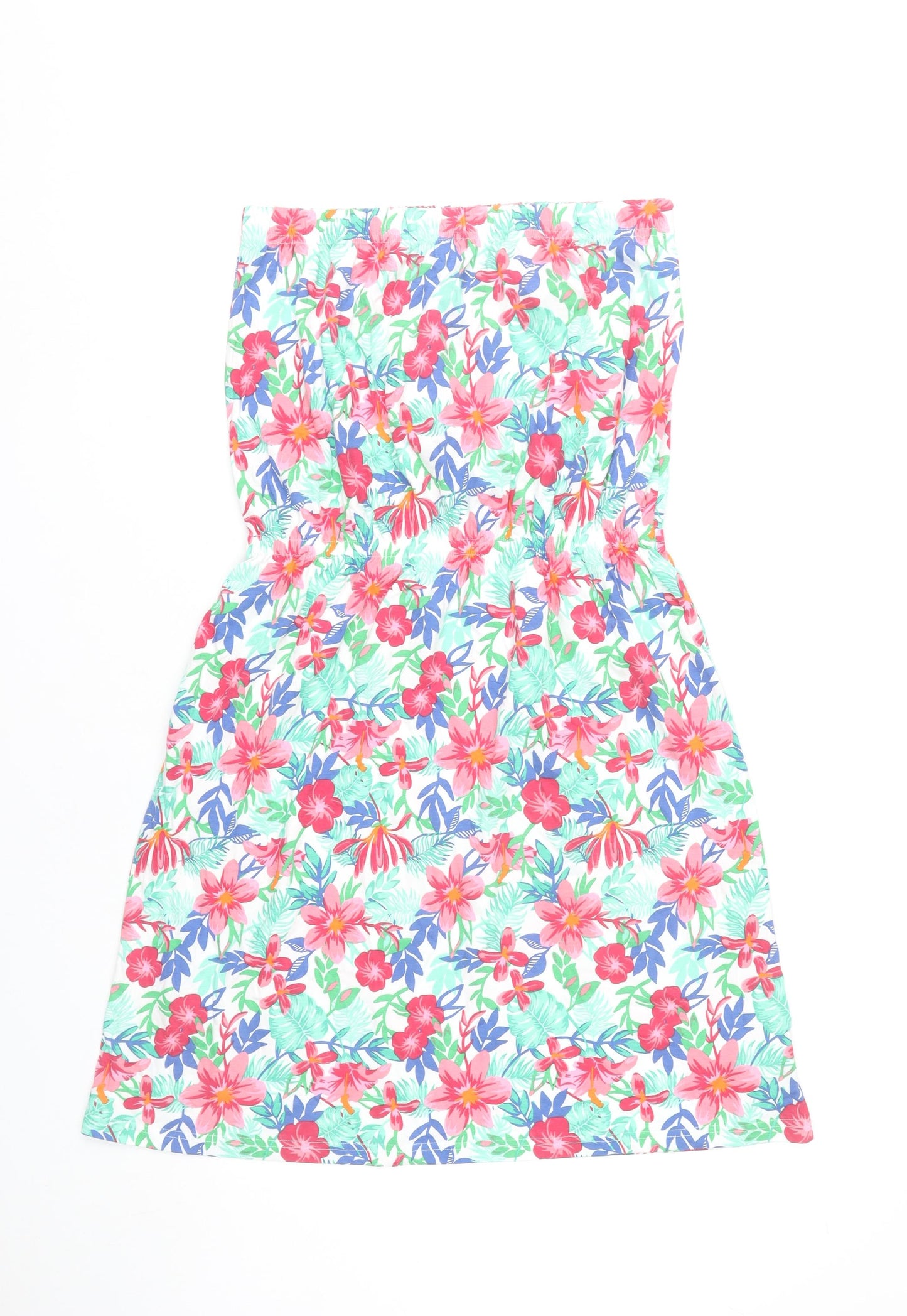 Board Angels Women’s Multicoloured Strapless Floral Cotton Summer Dress Size 12
