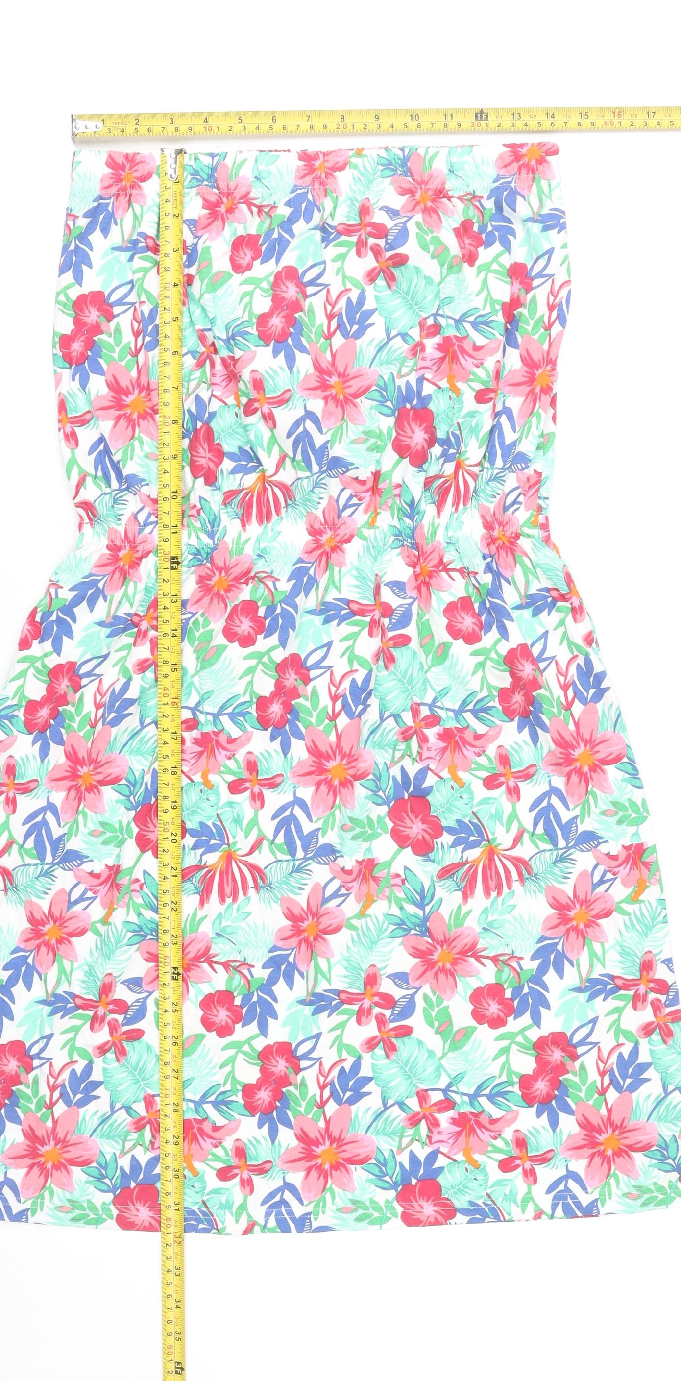 Board Angels Women’s Multicoloured Strapless Floral Cotton Summer Dress Size 12