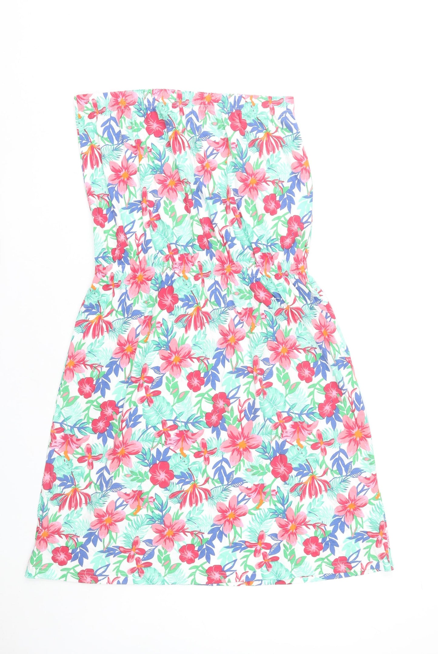 Board Angels Women’s Multicoloured Strapless Floral Cotton Summer Dress Size 12