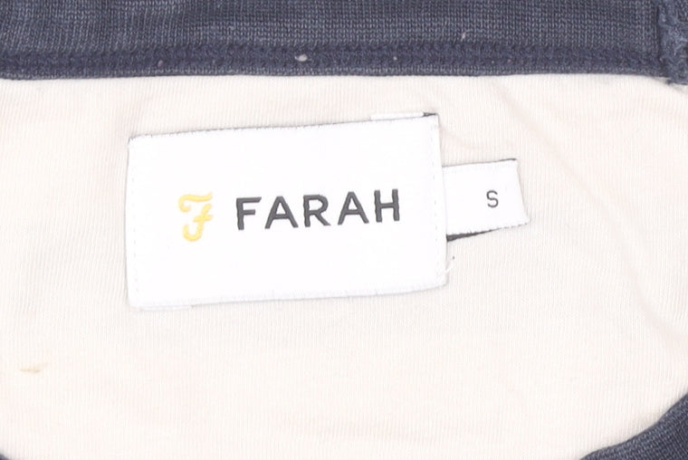 Farah Men’s Blue Striped Cotton Crew Neck T-Shirt Size S