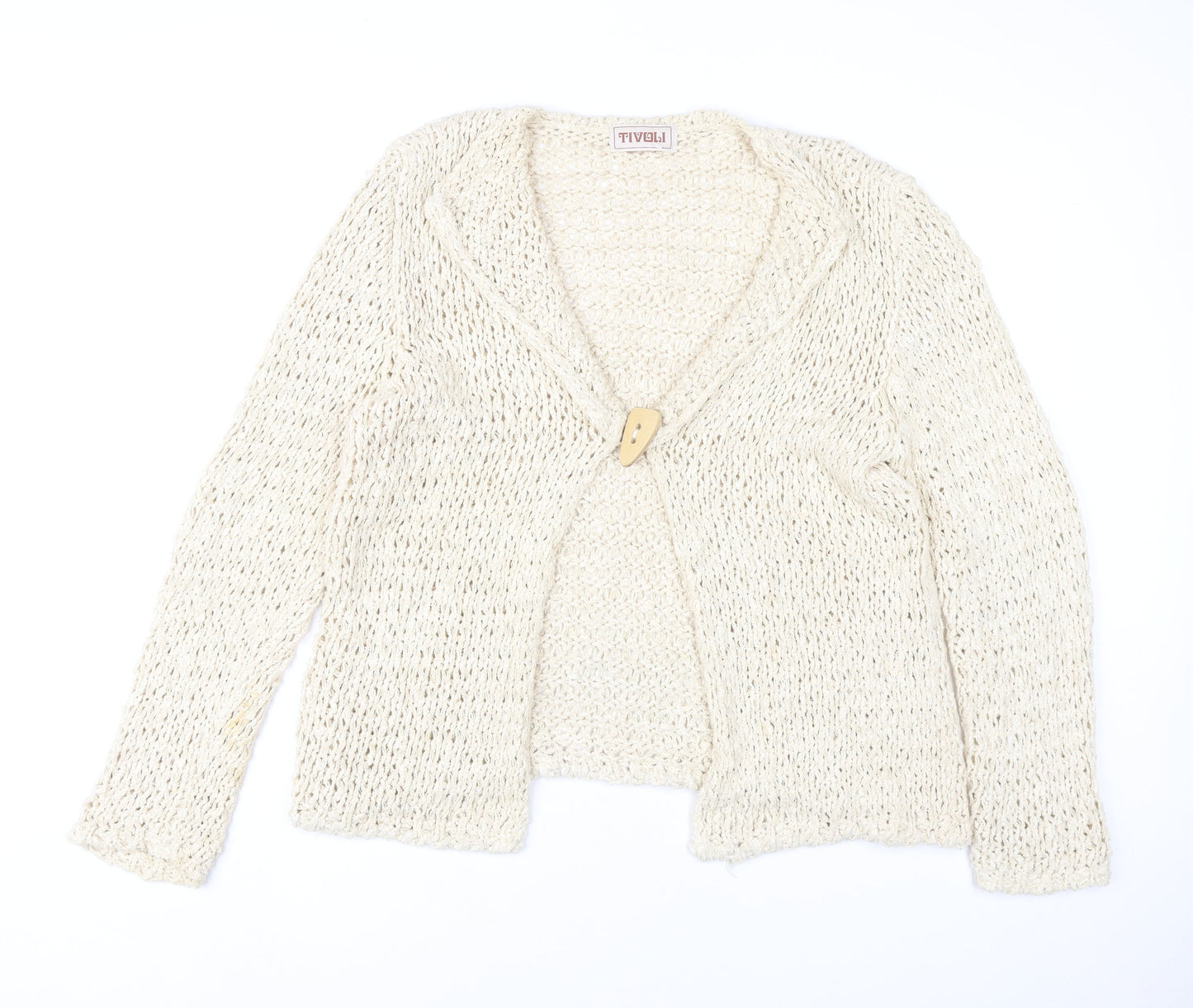 Tivoli Womens Beige XL Open-Knit Silk Cotton Cardigan