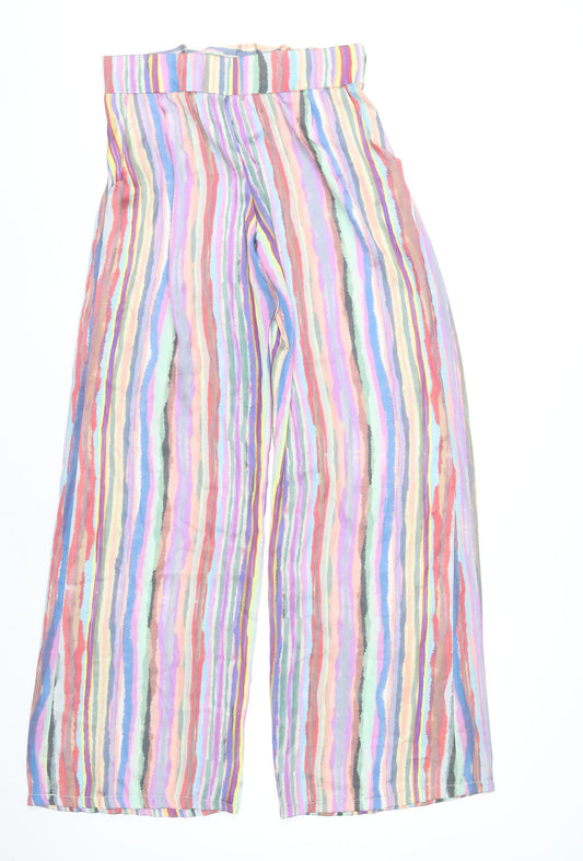 Briefly Womens Multicoloured Wide-Leg Striped Trousers Size M
