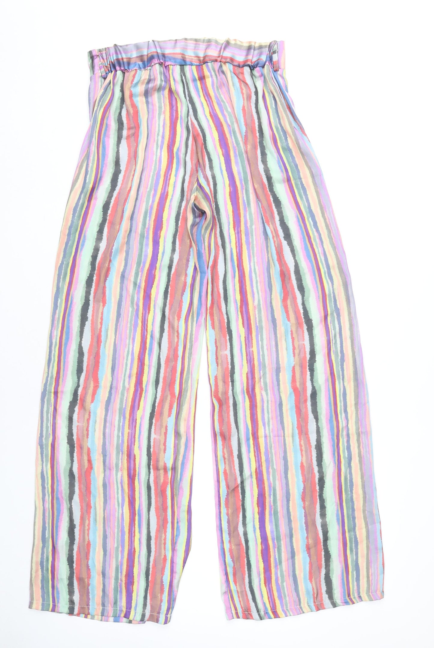 Briefly Womens Multicoloured Wide-Leg Striped Trousers Size M