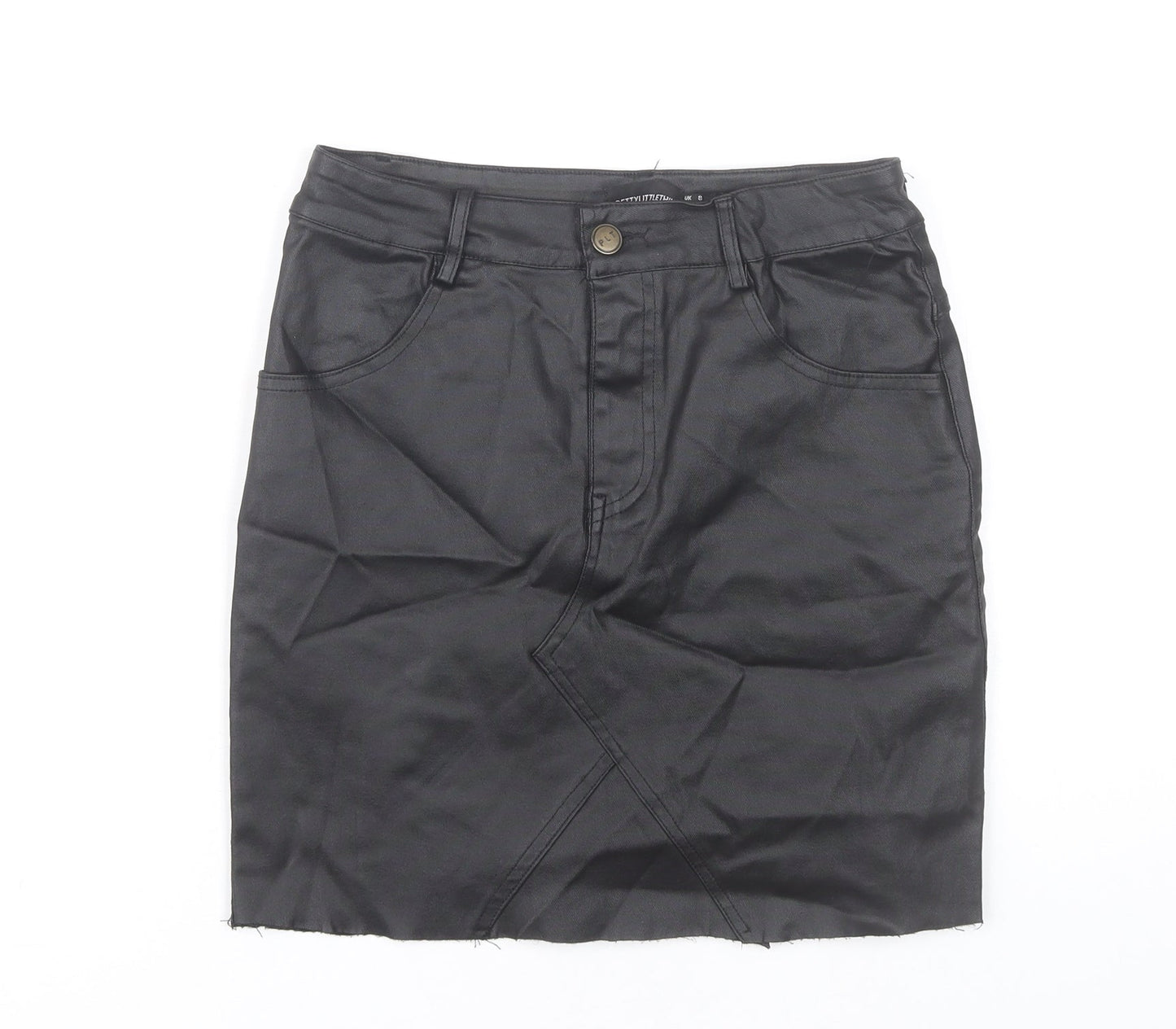 PrettyLittleThing Womens Black Size 8 Pencil Skirt Knee Length