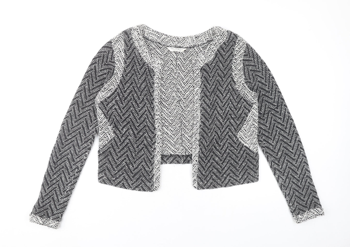 Miss Selfridge Womens Black Herringbone Cropped Jacket Size 12