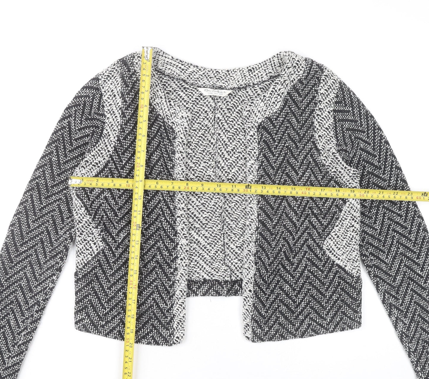 Miss Selfridge Womens Black Herringbone Cropped Jacket Size 12