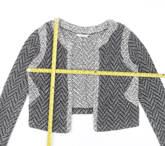 Miss Selfridge Womens Black Herringbone Cropped Jacket Size 12