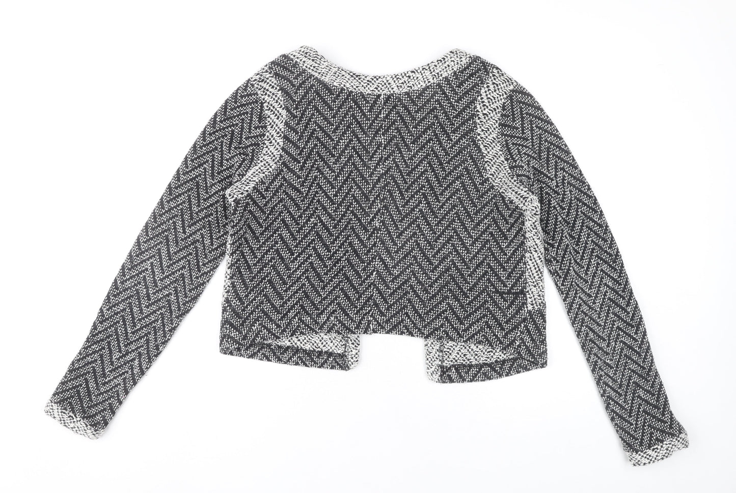 Miss Selfridge Womens Black Herringbone Cropped Jacket Size 12