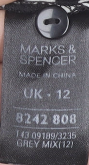 Marks and Spencer Women’s Black Animal Print Blouse UK 12 Long Sleeve