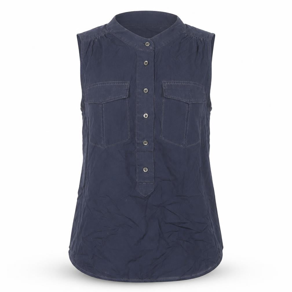 J.Crew Women’s Blue Silk Sleeveless Collared Blouse Size 4