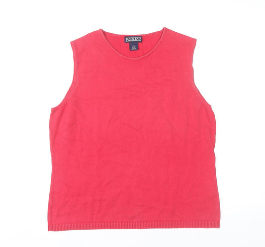 Lands' End Womens Red Cotton Sleeveless Vest Jumper Size 14 Petite