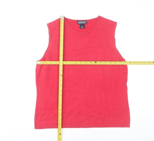 Lands' End Womens Red Cotton Sleeveless Vest Jumper Size 14 Petite