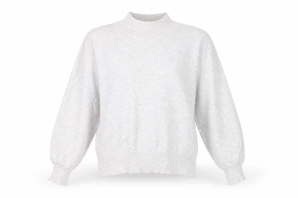 FatFace Womens Grey Mock Neck Jumper Size 12 Wool Blend Pullover