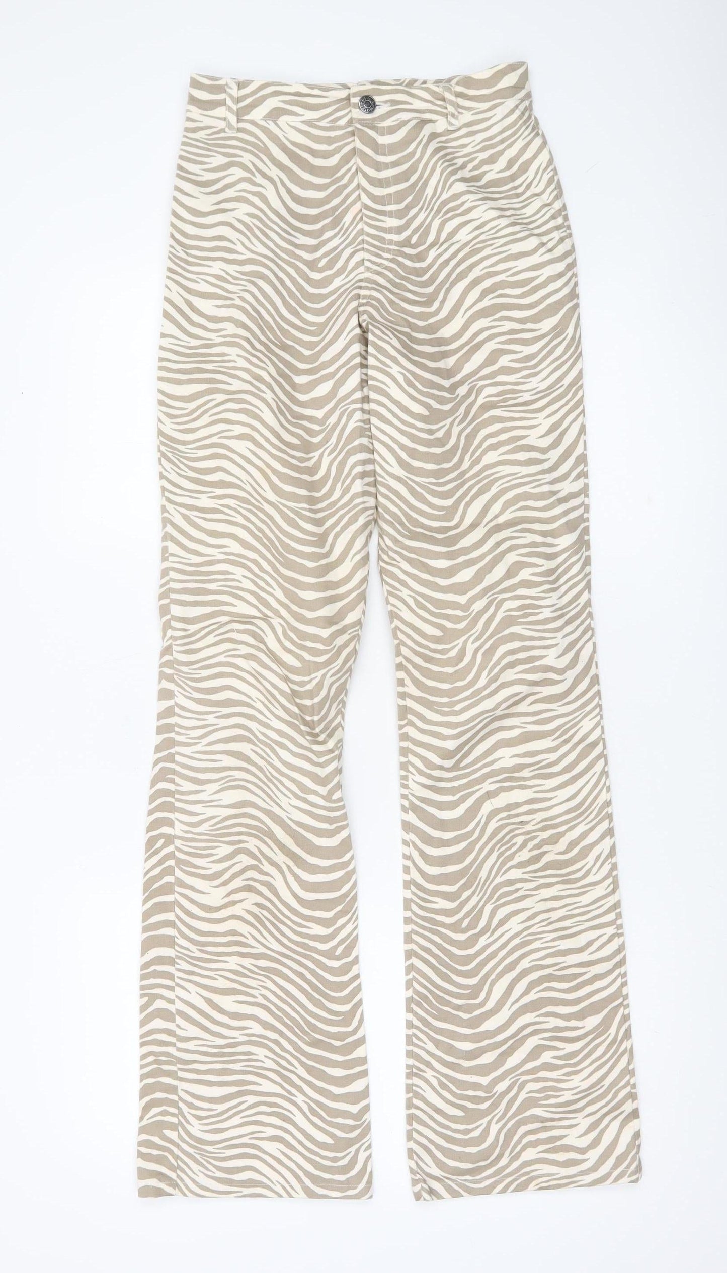 Motel Womens Beige Animal Print XS Flared Trousers