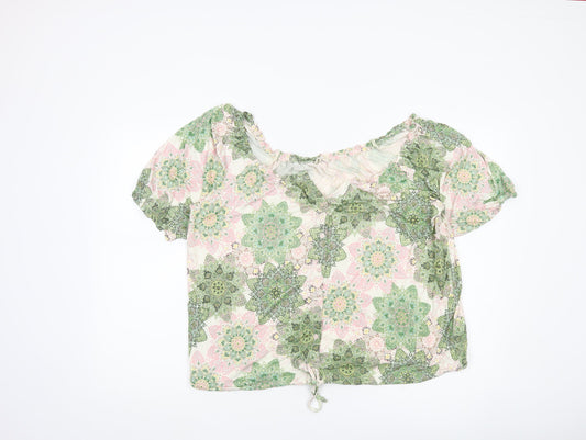 FatFace Women’s Multicoloured Floral Peasant Blouse UK 16