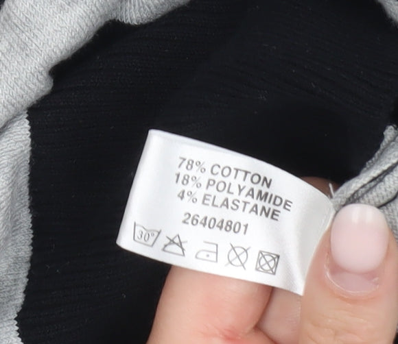 MK Women Black Grey Striped Pullover Jumper Size 12 Long Sleeve