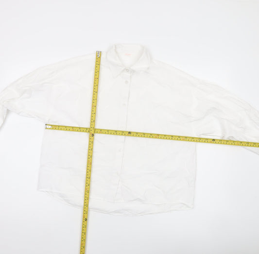 ANYDAY Women’s White Cotton Button-Up Long Sleeve Shirt L