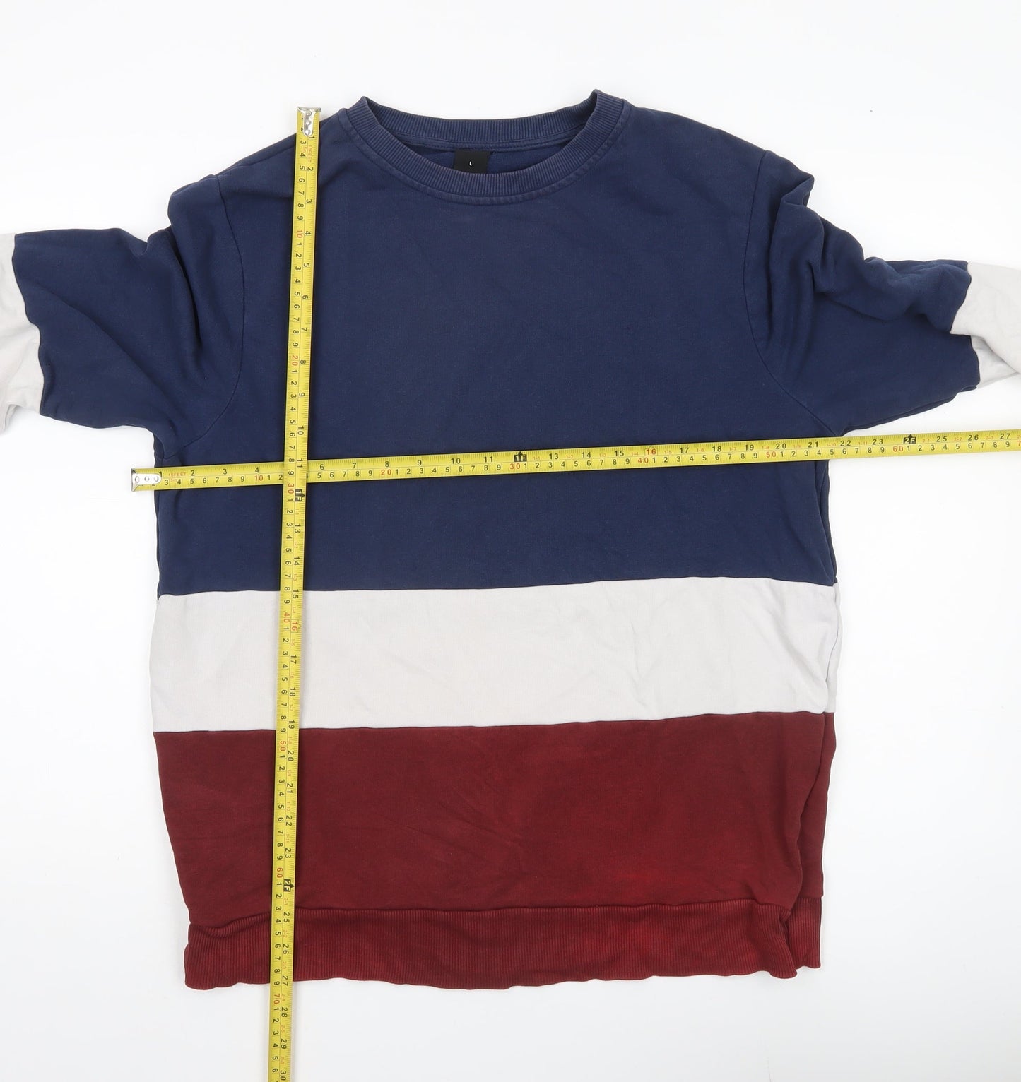 New Look Men’s Colour Block Sweatshirt Blue White Red Size L