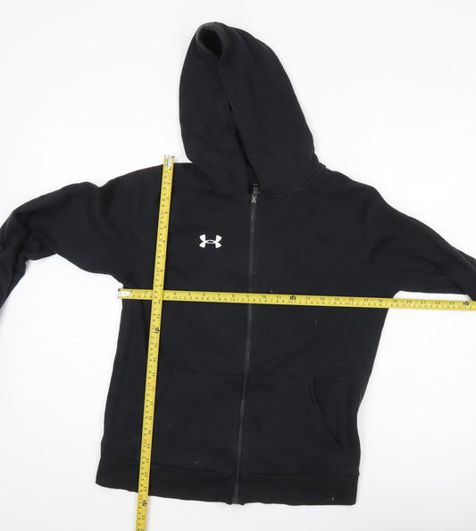 Under Armour Boys Black Full Zip Hoodie Size 13 Years Cotton Blend