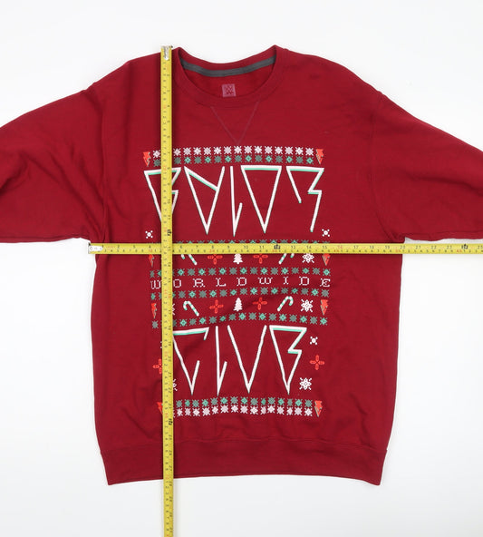 WWE Men’s Red Christmas Graphic Pullover Sweatshirt Size M