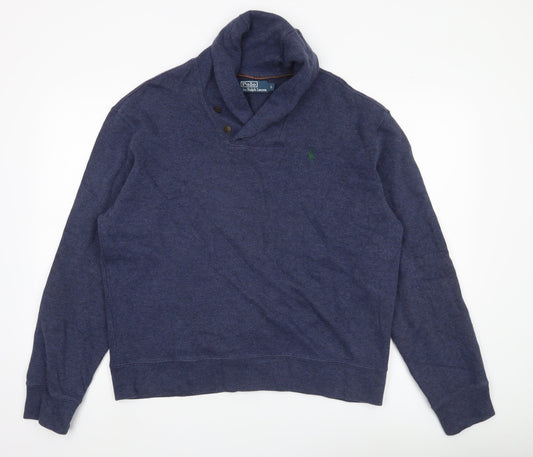 Ralph Lauren Men’s Blue Cotton Pullover Sweatshirt L Shawl Neck