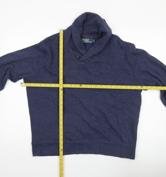 Ralph Lauren Men’s Blue Cotton Pullover Sweatshirt L Shawl Neck