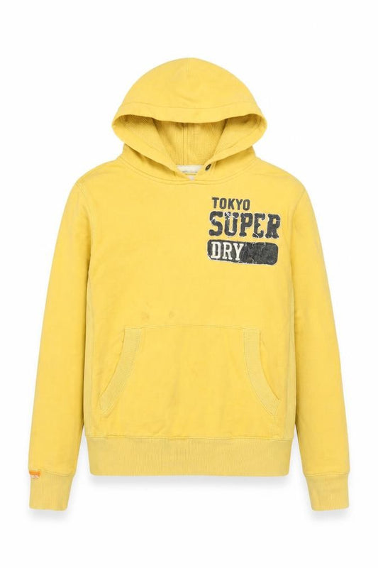 Mens UK M Regular Superdry Yellow Pullover Hoodie
