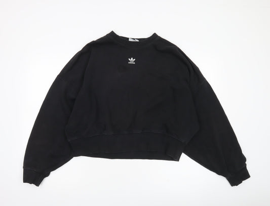 Adidas Womens Black Sweatshirt Size 14 Pullover Logo Casual
