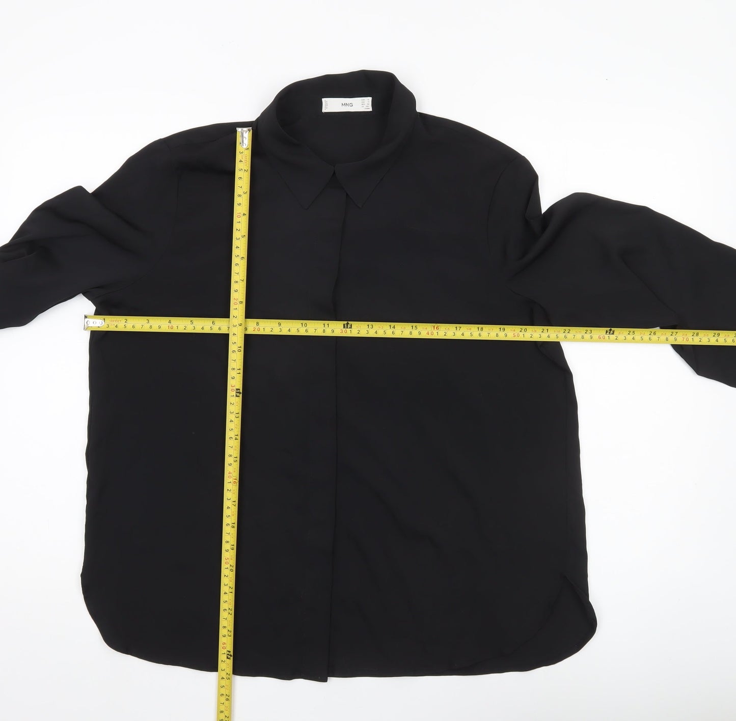 MNG Women’s Black Blouse Size 14 Long Sleeve Collared Workwear