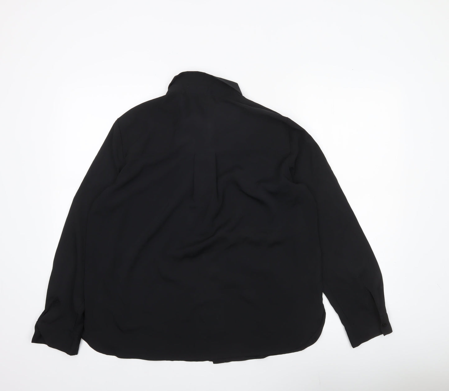 MNG Women’s Black Blouse Size 14 Long Sleeve Collared Workwear