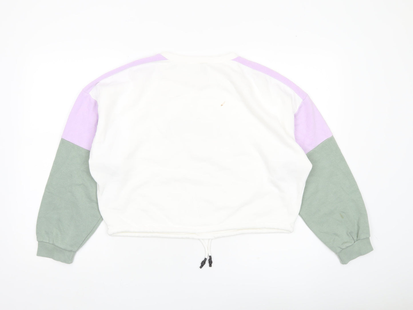 H&M Women’s Colourblock Fresno Sweatshirt White Green Purple Size S