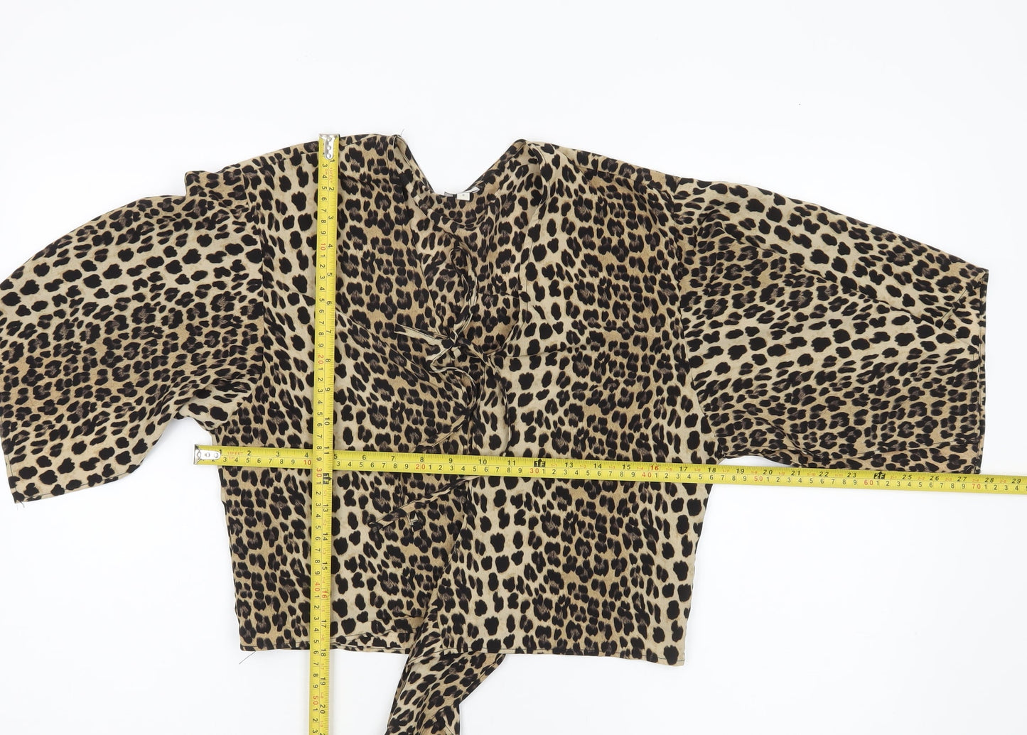 River Island Womens Brown Leopard Wrap Blouse Size 8