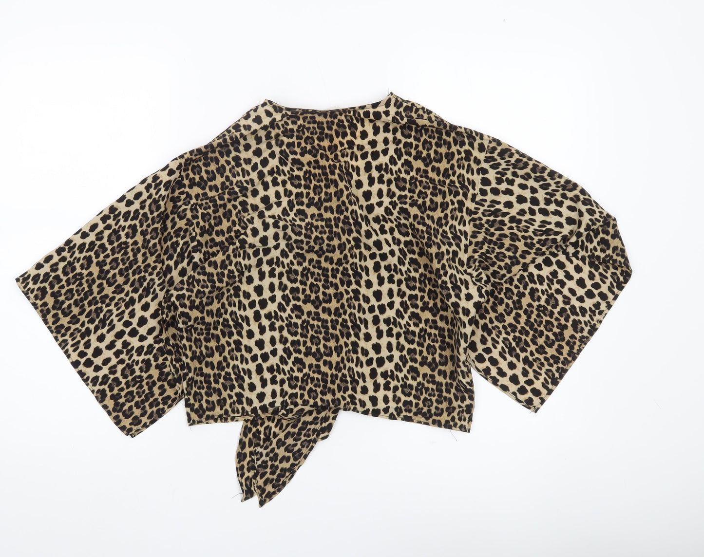 River Island Womens Brown Leopard Wrap Blouse Size 8
