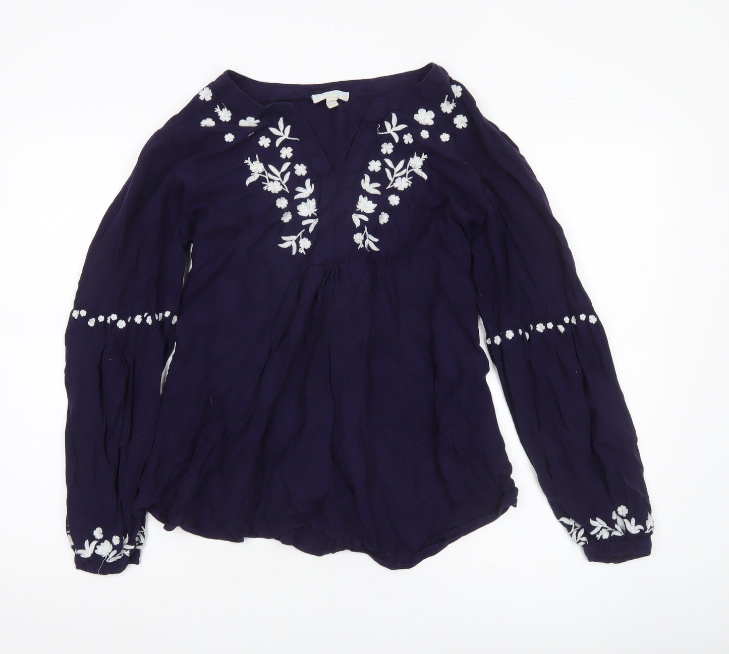 JoJo Maman Bébé Women’s Purple Floral Embroidered Tunic Blouse L