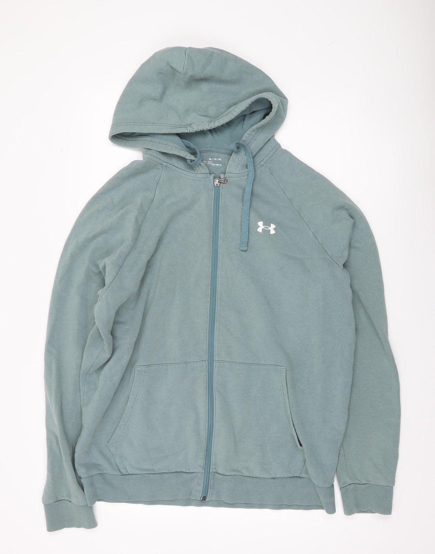 Under Armour Mens Green XL Full Zip Hoodie Lightweight Cotton Blend