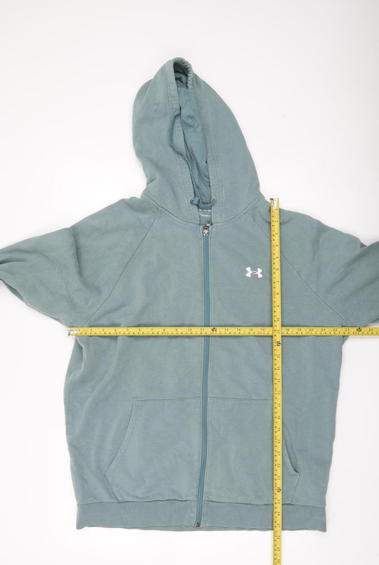 Under Armour Mens Green XL Full Zip Hoodie Lightweight Cotton Blend