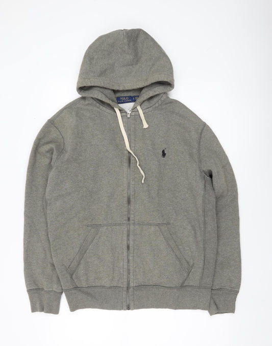 Ralph Lauren Men’s Grey Full Zip Hoodie Size L Cotton Blend