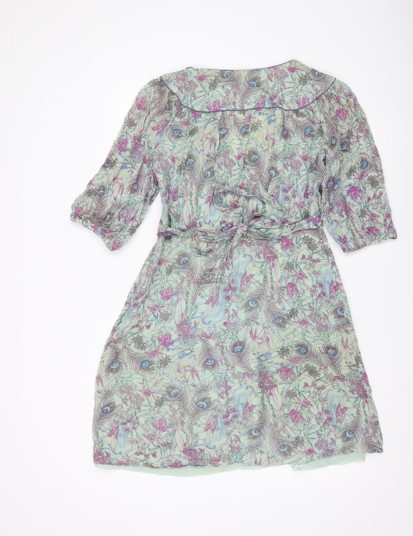 Oasis Women’s Multicoloured Floral Wrap Dress Size 12 Short Sleeve