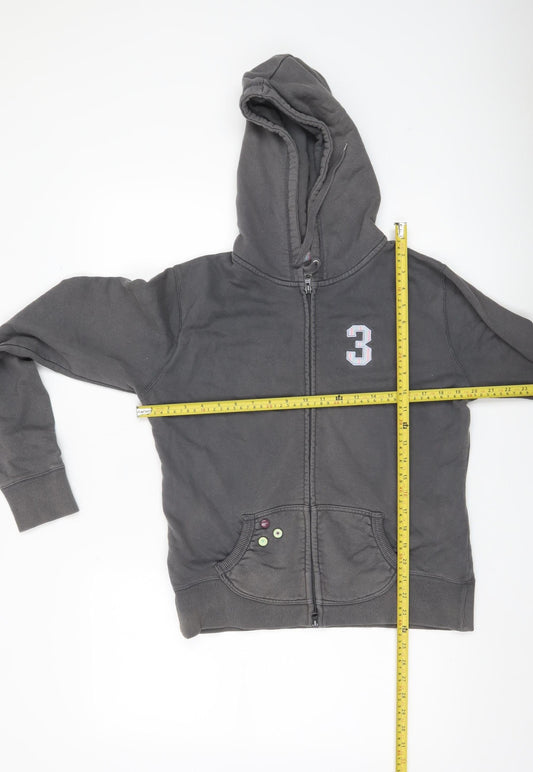 Joules Women’s Grey Full Zip Hoodie UK12 Cotton Logo Casual
