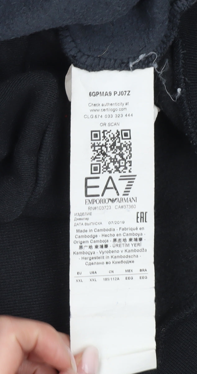 Emporio Armani EA7 Men's Black 2XL Pullover Hoodie Graphic Logo