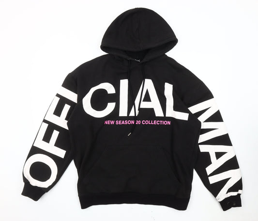 BoohooMAN Men's Black Medium Pullover Hoodie Graphic Logo Fleece