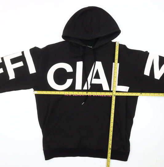 BoohooMAN Men's Black Medium Pullover Hoodie Graphic Logo Fleece