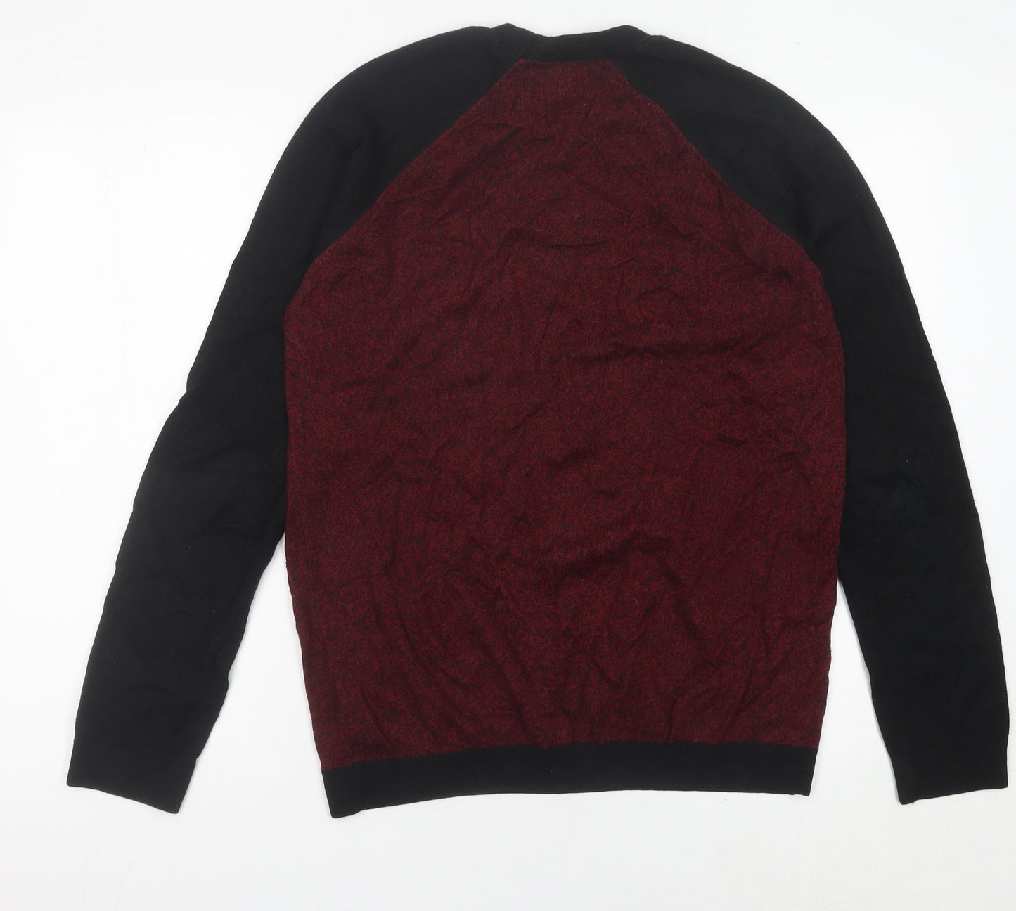Topman Men's Red Black Crew Neck Pullover Jumper Size M