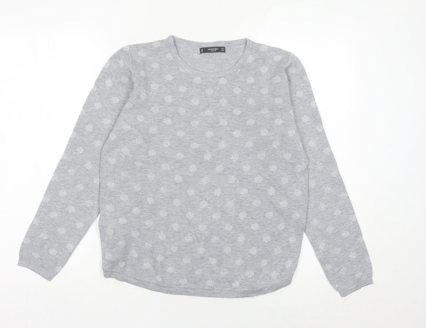 Mango Women’s Grey Polka Dot Crew Neck Jumper Size 12