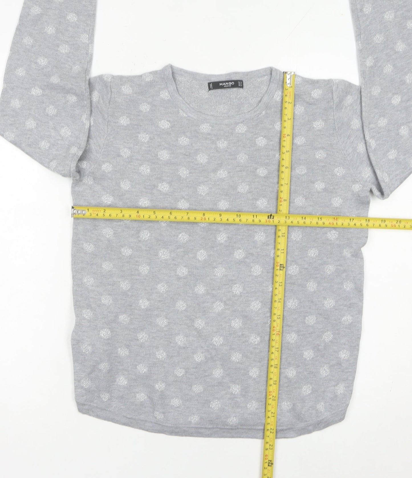 Mango Women’s Grey Polka Dot Crew Neck Jumper Size 12