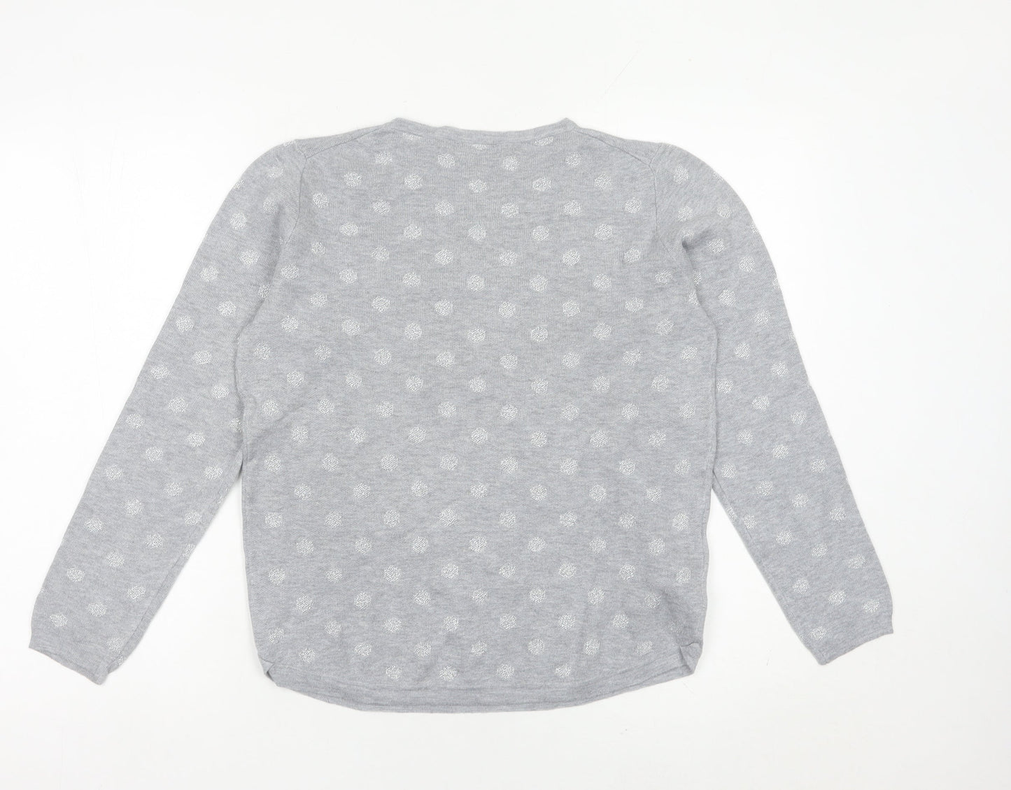 Mango Women’s Grey Polka Dot Crew Neck Jumper Size 12