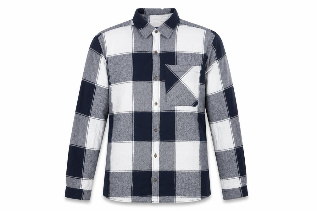 Jack & Jones Men’s Blue Grey Check Cotton Flannel Shirt XL
