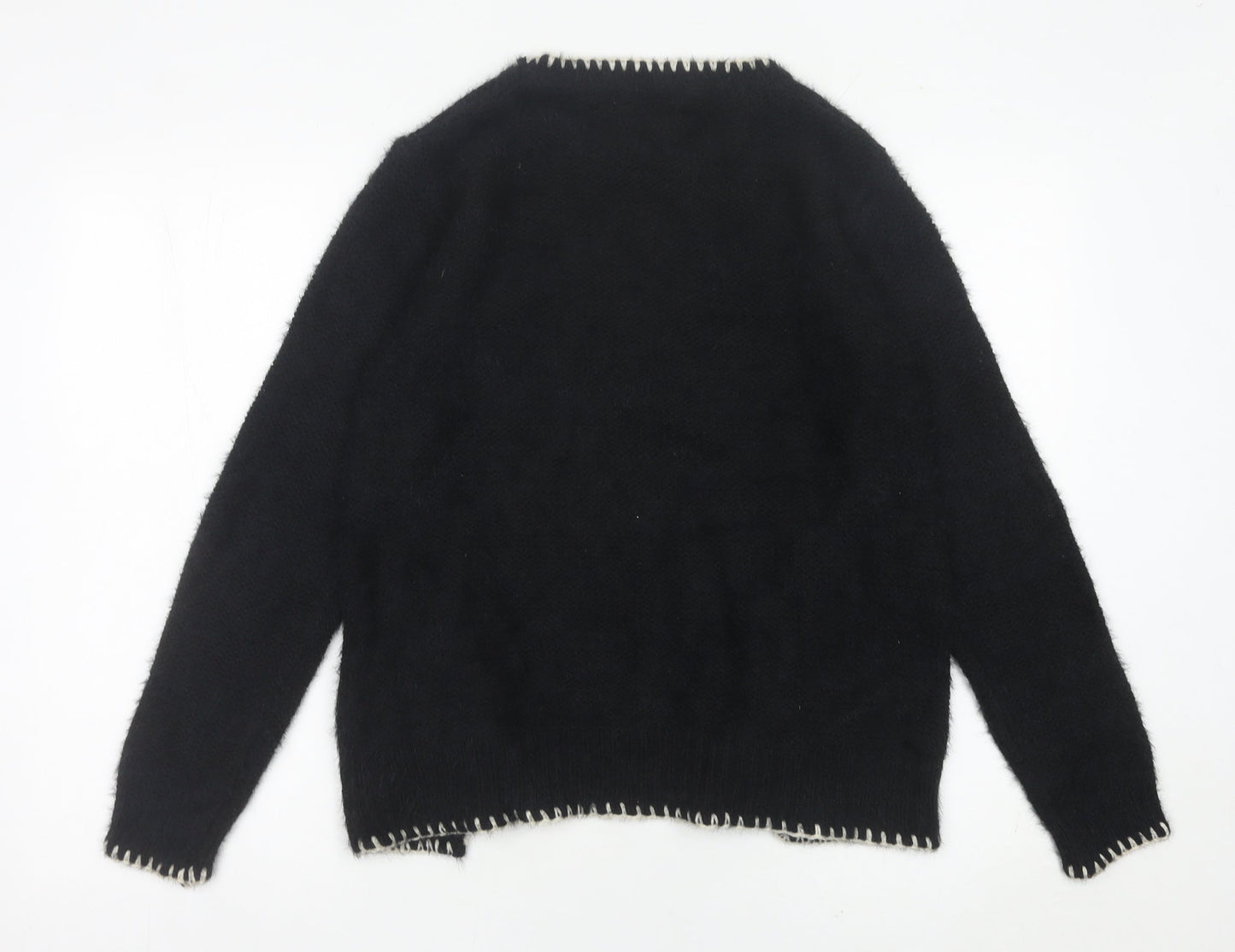 Cotton Club Womens Black Crew Neck Knit Pullover Jumper M
