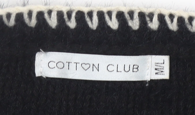 Cotton Club Womens Black Crew Neck Knit Pullover Jumper M